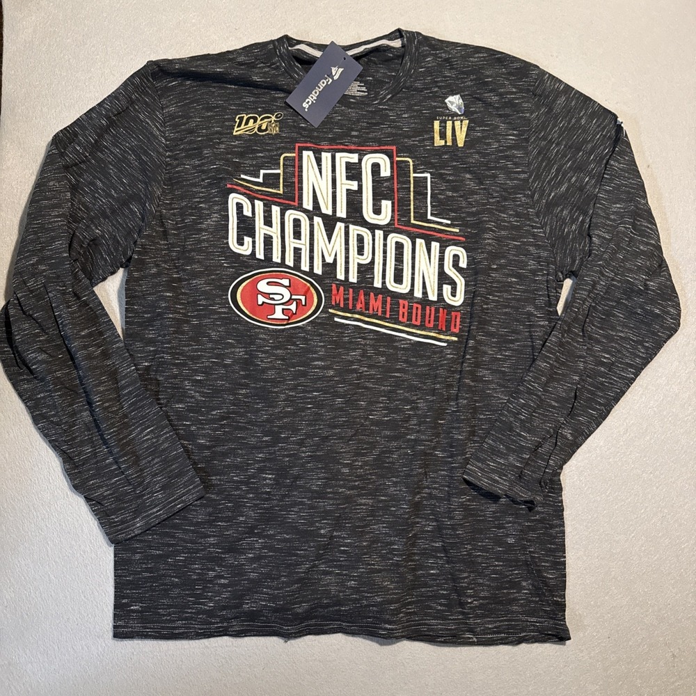 SF 49ers Shirt Mens 2XL‎ Gray Long Sleeve NFL Football Fanatics NWT SB LIV